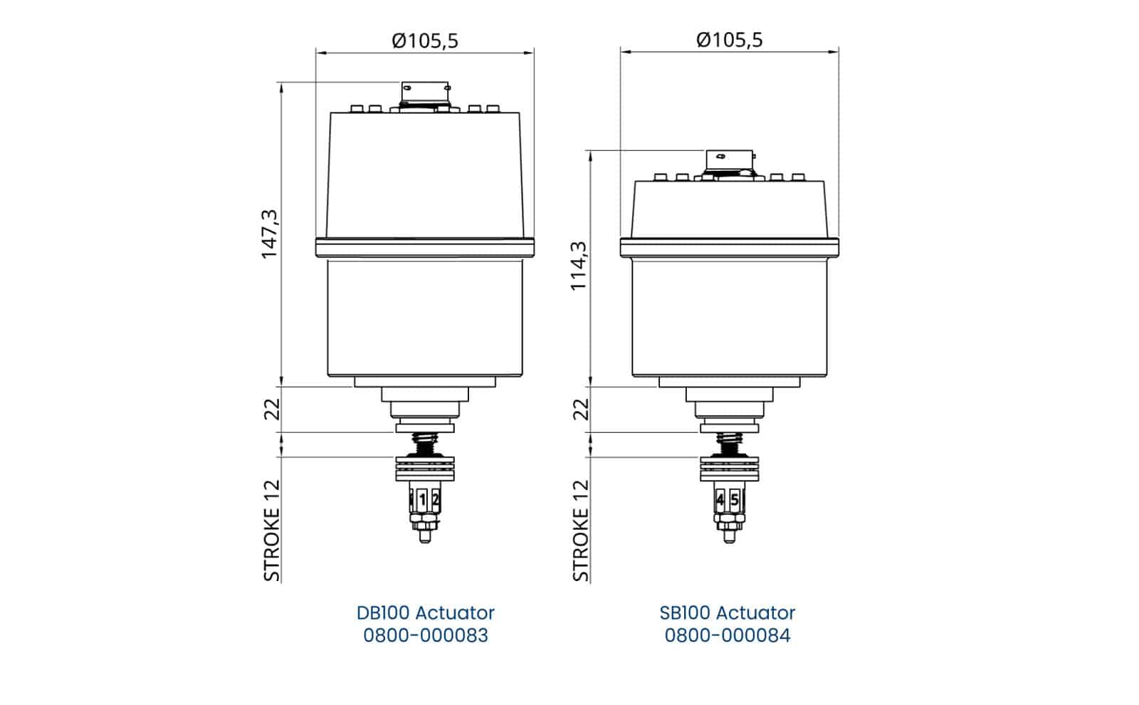 DB100 & SB100 Dimensions